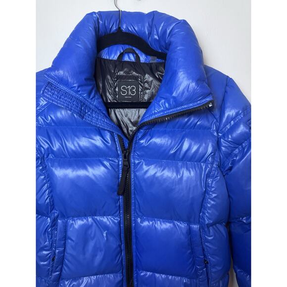 S13 By Sam Kids Glossy Blue Hooded Goose Down Puffer Jacket Sz 12 - Picture 13 of 16